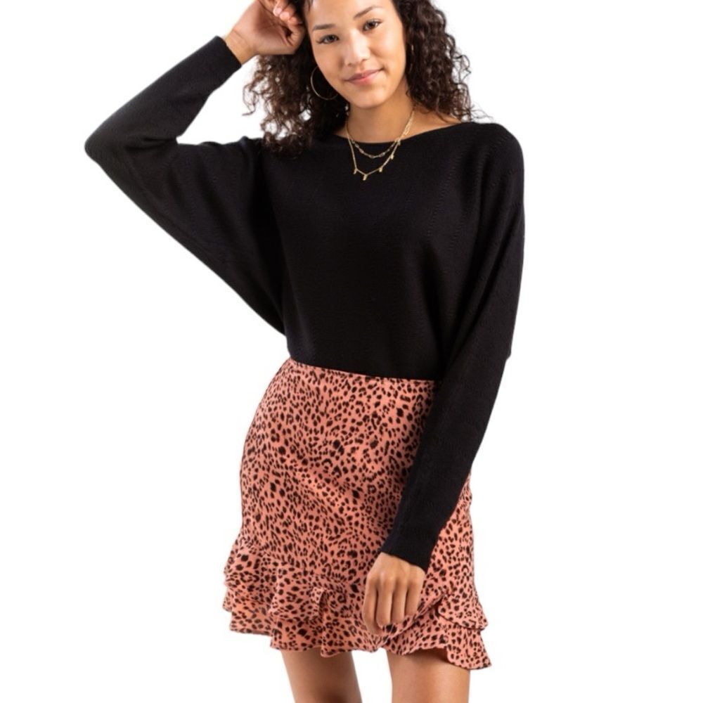 FRANCESCAS Tiered Fayne Leopard Mini Skirt